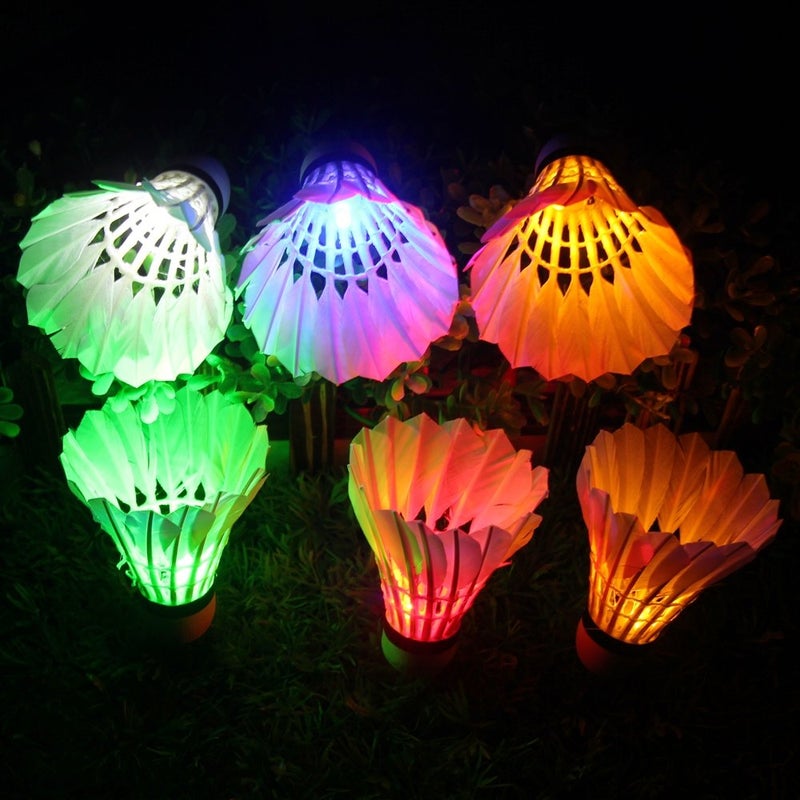 Inngree LED Shuttlecock Badminton, [6 Pack] 6 Color Shuttlecock Dark Night Goose Feather Glow Birdies Lighting for Outdoor Indoor Sport Activities - Image 4